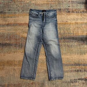 Buckle black cropped straight jeans